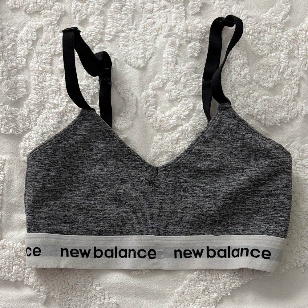 New Balance Charcoal Sports Bra with Black Straps